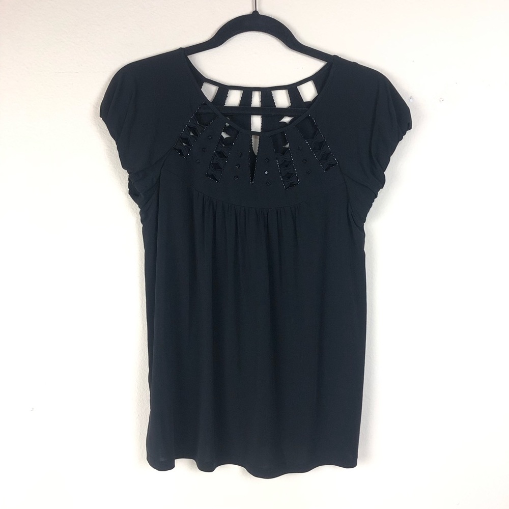 BCBGMAXAZRIA WOMEN’S BLACK TOP W/BLACK SEQUENCING